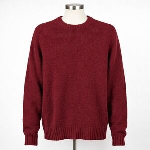 Vtg 100% Shetland Wool Mens Burgundy Red Crew Neck Sweater S Preppy Pullover